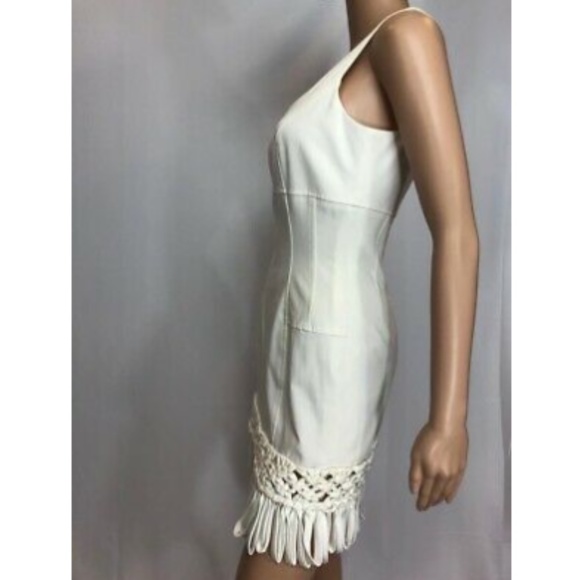 Aysha Womens Pencil Cocktail Dress Fringed White 2 - Picture 5 of 11